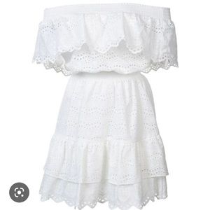 EUC love Shack Fancy cotton eyelet ruffle mini dress size S